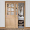 Bespoke Thruslide Suffolk Oak 6 Pane Glazed 2 Door Wardrobe and Frame Kit - Prefinished