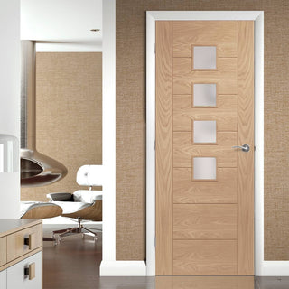 Image: Bespoke Palermo Oak Fire Door - Obscure Glass - 1/2 Hour Fire Rated