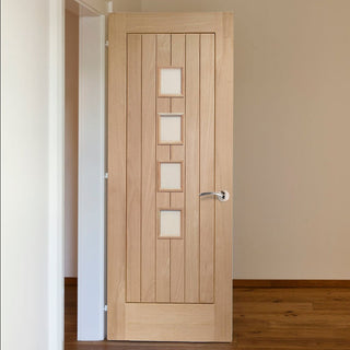 Image: Glazed bespoke oak veneer interior door design