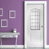 White PVC classic door with grained faces diamond sparkle style toughened glass 