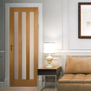 Image: Utah 3 Pane Oak Door - Frosted Glass