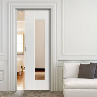 Image: Axis Single Evokit Pocket Door - Clear Glass - White Primed