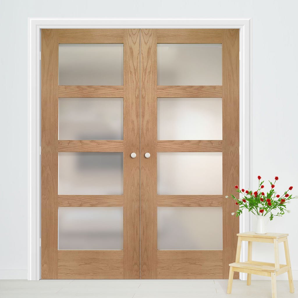 Bespoke Shaker Oak 4L Glazed Door Pair - Prefinished