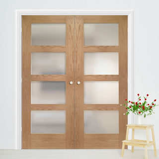 Image: Bespoke Shaker Oak 4L Glazed Door Pair - Prefinished