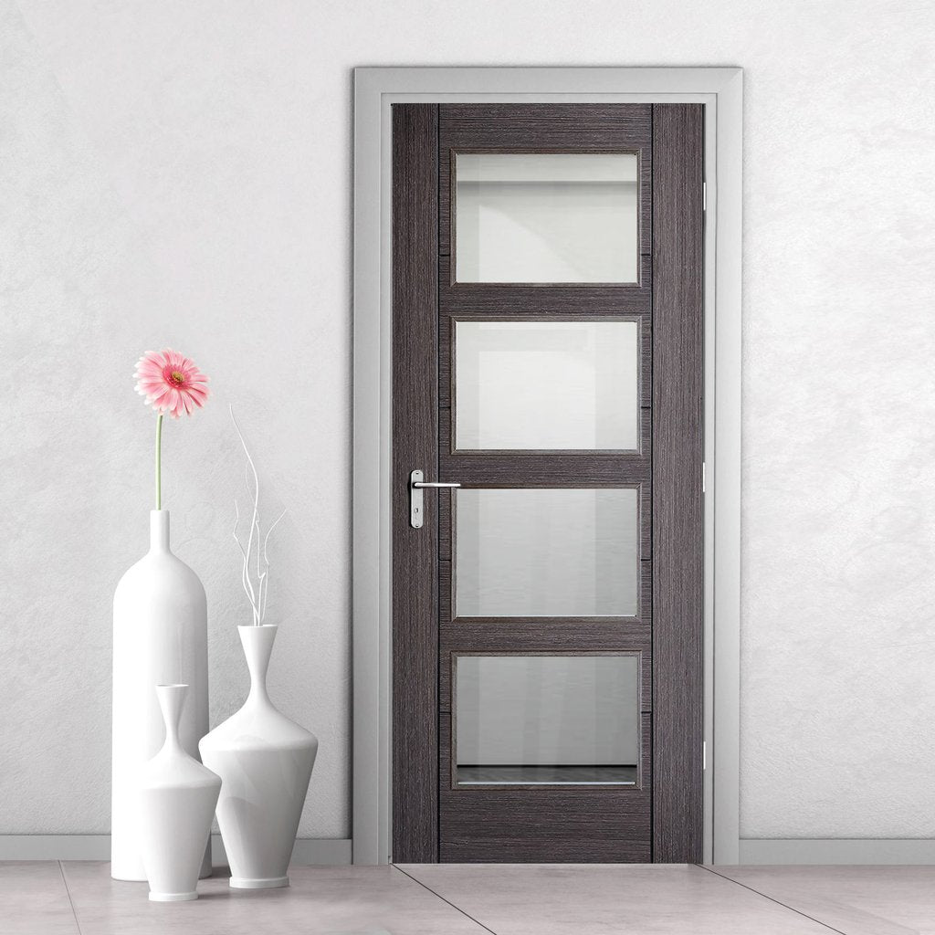 Contemporary grey glazed interior door