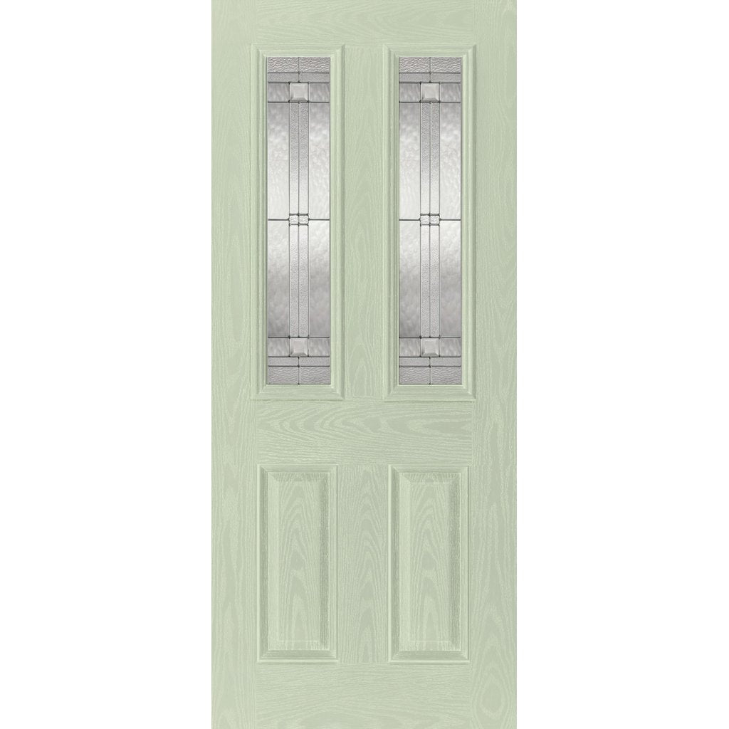 GRP Green & White Malton Composite Door - Leaded Double Glazing