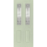GRP Green & White Malton Composite Door - Leaded Double Glazing