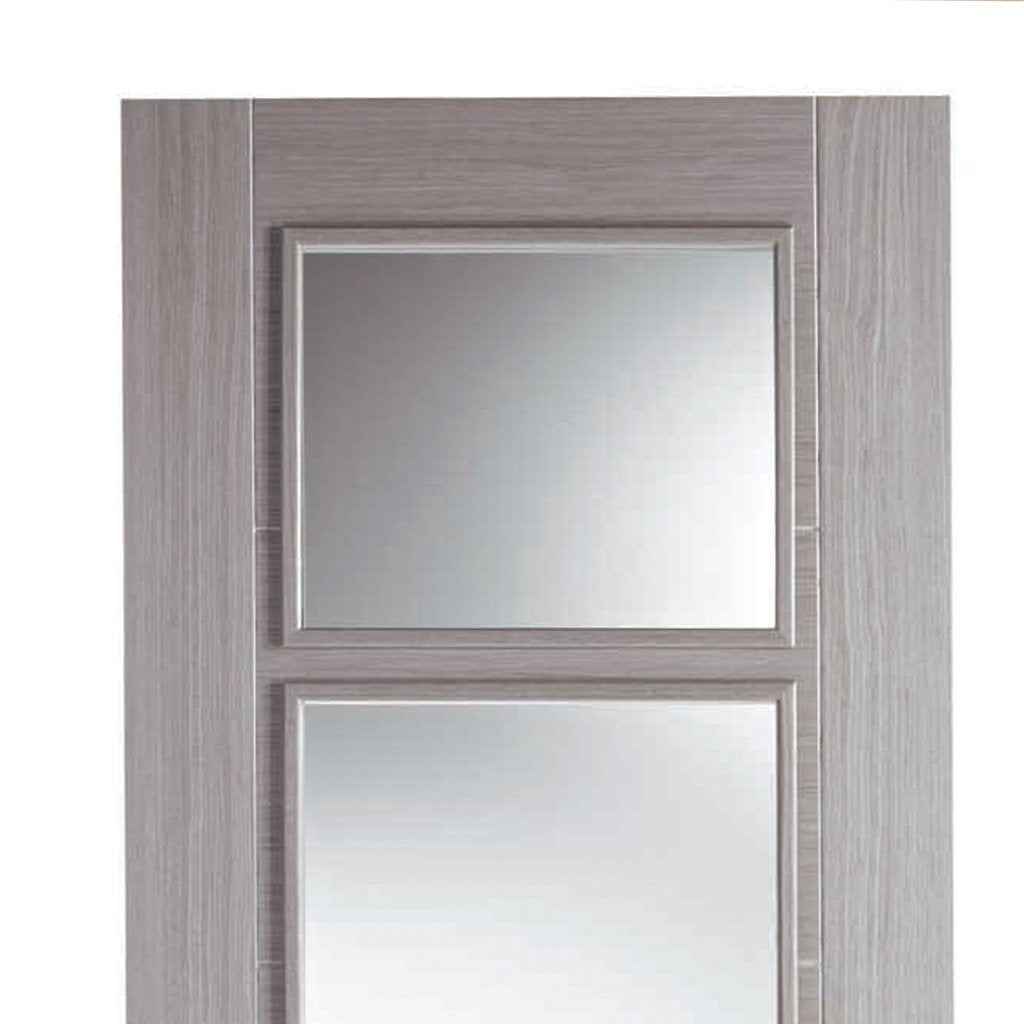 Four Folding Doors & Frame Kit - Vancouver Light Grey 3+1 - Clear Glass - Prefinished