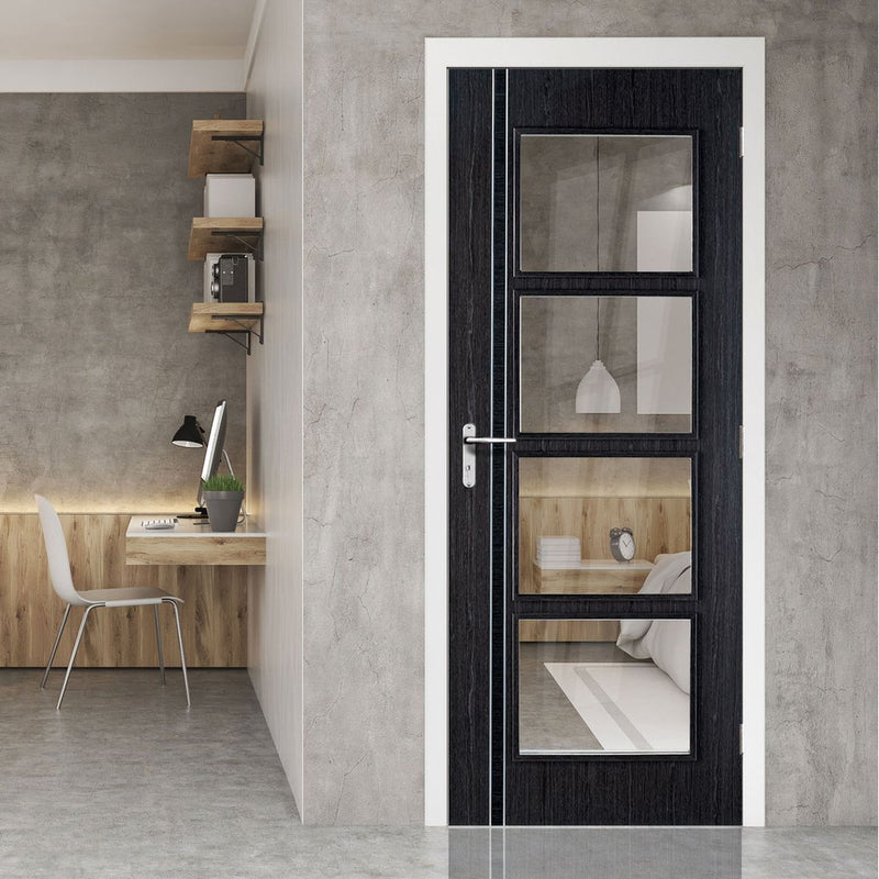 Contemporary grey glazed interior door