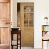 Kensington Oak Panel Absolute Evokit Single Pocket Door - Clear Bevelled Glass - Prefinished
