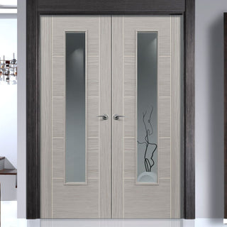 Image: J B Kind Laminates Lava Painted Door Pair - Clear Glass - Prefinished