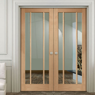 Image: Bespoke Worcester Oak 3L Glazed Door Pair - Prefinished