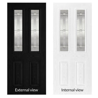GRP Black & White Malton Leaded Double Glazed Composite Door - Leaded Single Sidelight