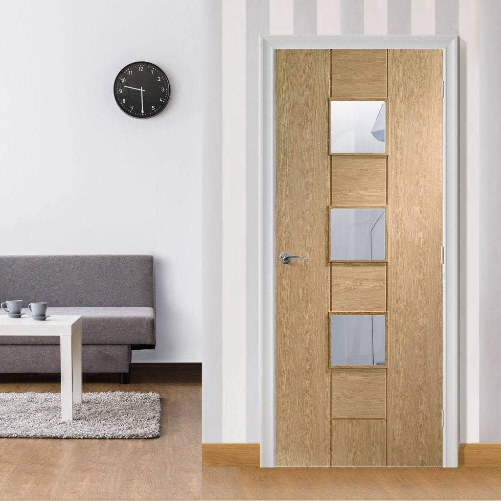 Glazed bespoke oak veneer interior door design