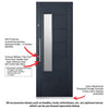 GRP Grey Newbury Composite Front Door - Frosted Double Glazing - No Frame or Fittings