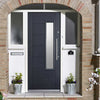 GRP Grey Newbury Composite Front Door - Frosted Double Glazing - No Frame or Fittings
