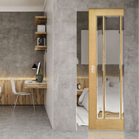 Norwich Oak Absolute Evokit Single Pocket Door - Clear Bevelled Glass - Unfinished
