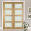 Bespoke Coventry Oak Internal Door Pair - Frosted Glass - Prefinished