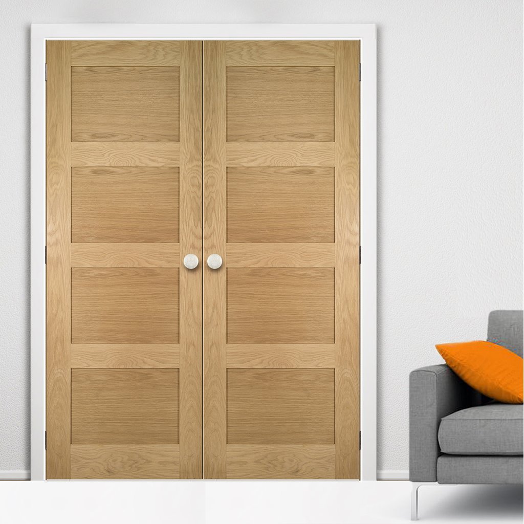 Bespoke Coventry Shaker Style Oak Internal Door Pair - Unfinished