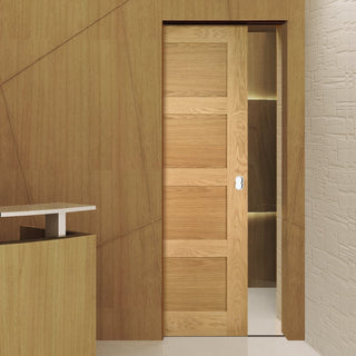 Image: Coventry Shaker Style Oak Single Evokit Pocket Door - Unfinished