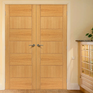 Image: J B Kind Sirocco Flush Oak Fire Door Pair - 30 Minute Fire Rated - Prefinished