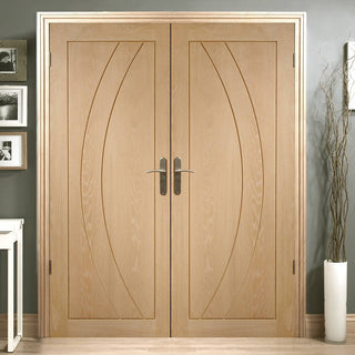 Image: Salerno Oak Flush Door Pair