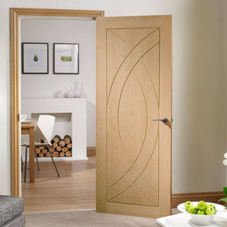 Image: Simpli Door Set - Treviso Oak Flush Door - No Decoration