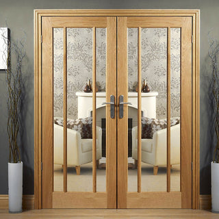 Image: Worcester Oak Door Pair - Clear Glass - Pairmaker