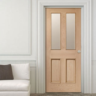 Image: Oak interior door with elegant bevelled glass
