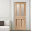 Oak interior door with elegant bevelled glass