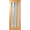 Single Sliding Door & Track - Utah 3 Pane Oak Door - Frosted Glass - Unfinished