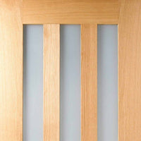 Single Sliding Door & Track - Utah 3 Pane Oak Door - Frosted Glass - Prefinished