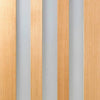 Single Sliding Door & Track - Utah 3 Pane Oak Door - Frosted Glass - Prefinished