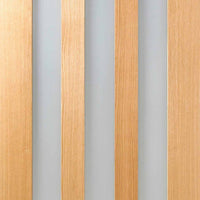 Single Sliding Door & Track - Utah 3 Pane Oak Door - Frosted Glass - Prefinished