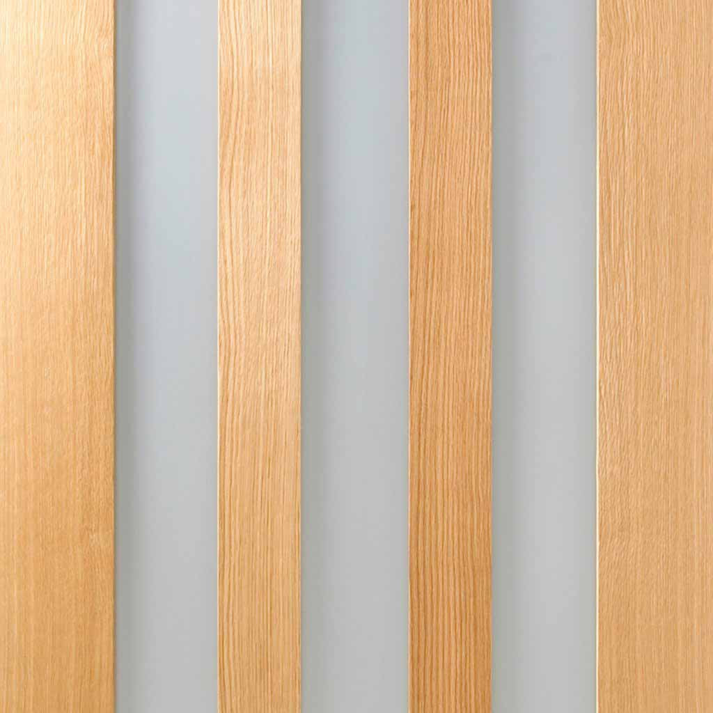 Single Sliding Door & Track - Utah 3 Pane Oak Door - Frosted Glass - Prefinished
