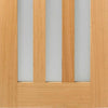 Double Sliding Door & Track - Utah 3 Pane Oak Doors - Frosted Glass - Prefinished