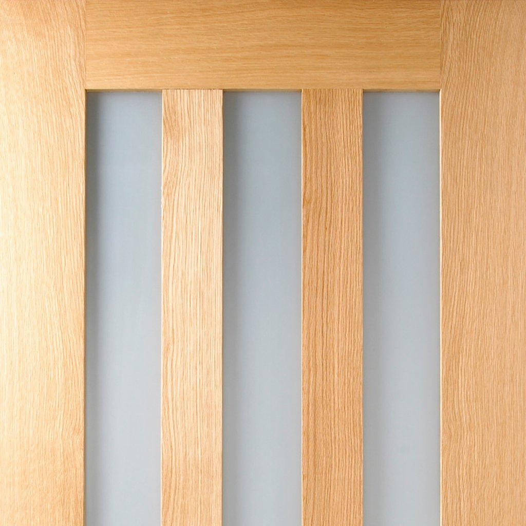 Utah Oak 3 Pane Door - Frosted Glass - Prefinished