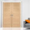 Bespoke Forli Oak Flush Door Pair - Aluminium Inlay - Prefinished