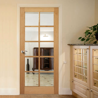 Image: Door and Frame Kit - SA 10 Pane Oak Door - Clear Glass