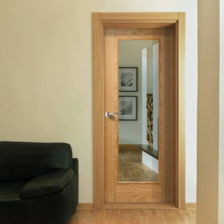 Image: vancouver oak 1l door clear safety glass prefinished 1006 style