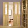 Eton Oak Absolute Evokit Double Pocket Doors - Clear Glass - Unfinished