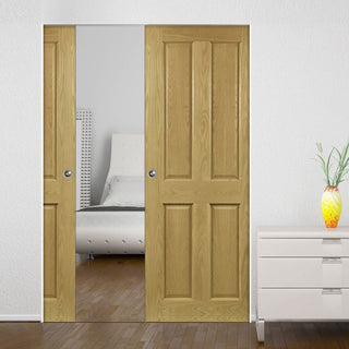 Image: Bury Oak Absolute Evokit Double Pocket Doors - Prefinished