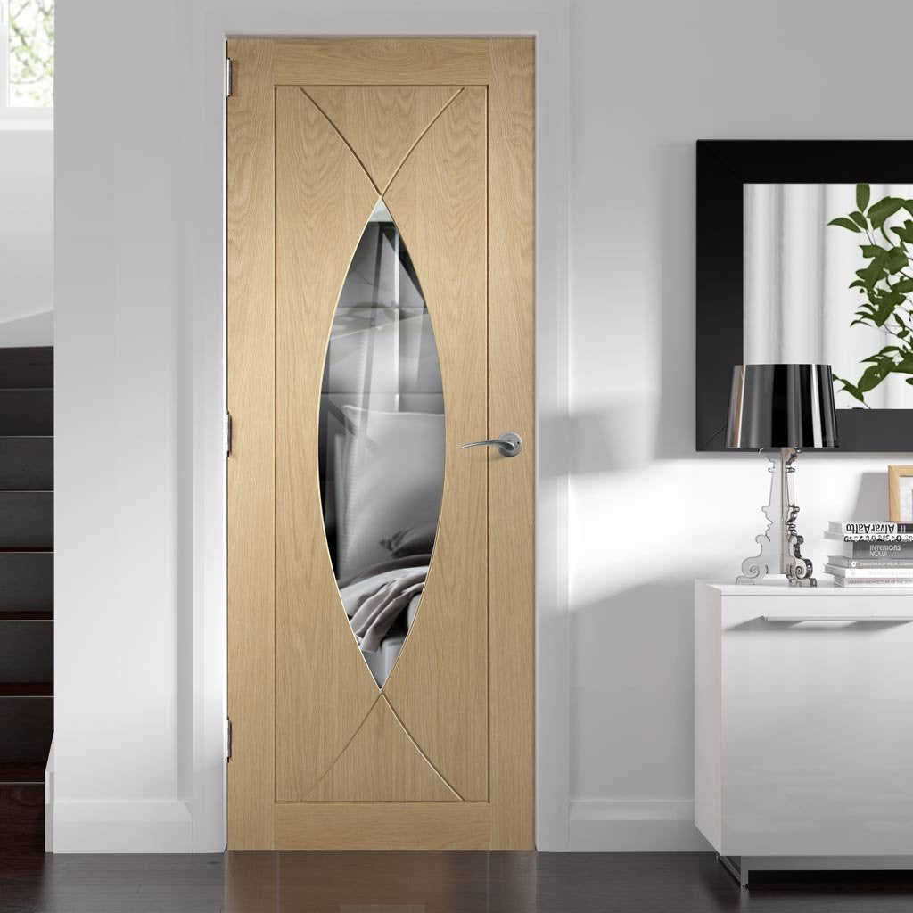 Pesaro oak designer glazed interior door