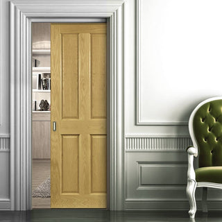 Image: Bury Real American White Oak Crown Cut Veneer Single Evokit Pocket Door - Prefinished