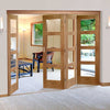 Bespoke Thrufold Shaker Oak 4 Pane Glazed Folding 3+1 Door - Prefinished