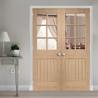 Image: Bespoke Suffolk Oak 6L Glazed Door Pair - Prefinished