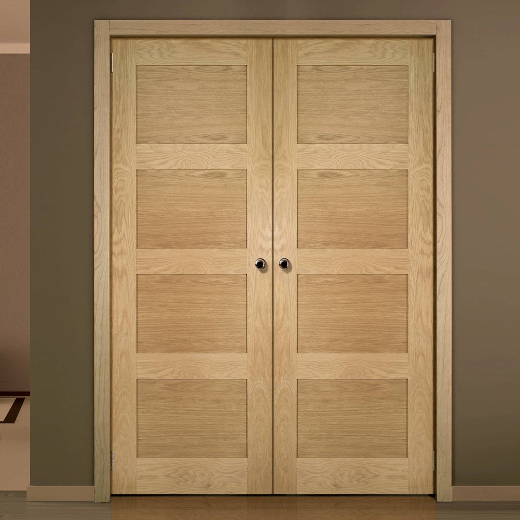 Coventry Shaker Style Oak Internal Door Pair - Unfinished