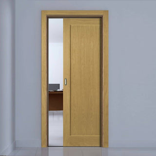 Image: Walden Real American Oak Veneer Single Evokit Pocket Door - Unfinished
