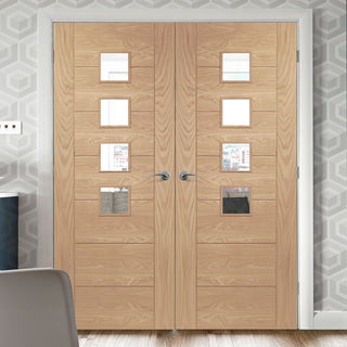 Image: Bespoke Palermo Oak Glazed Door Pair - Prefinished