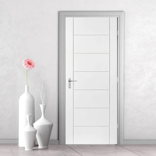 Image: bespoke palermo white primed flush door